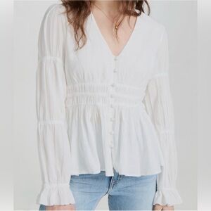 Faherty Organic Cotton Blouse, White, M